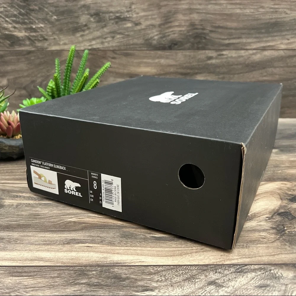 NIB Sorel Cameron Flatform Slingback Wedge Sandal Honest Beige - Picture 11 of 13